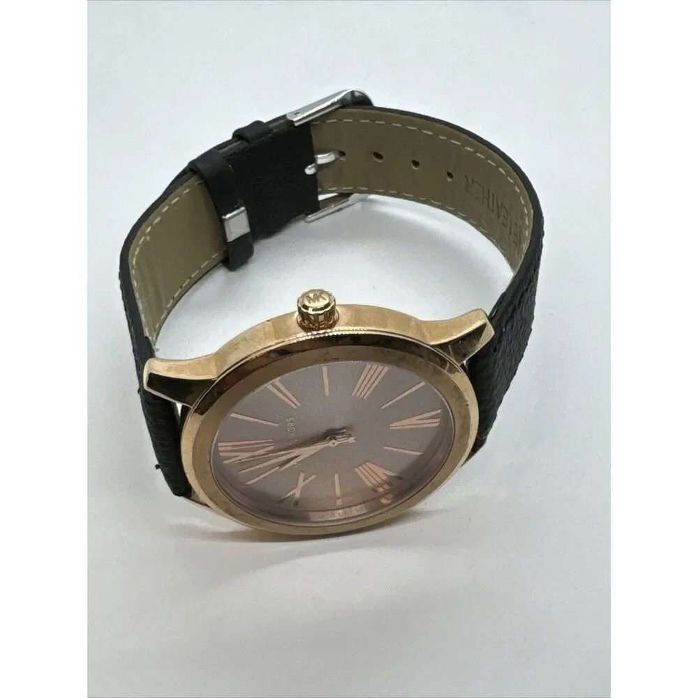 Michael Kors Hartman MK3491 Womens Black Leather Analog Dali Quartz Watch JNA385